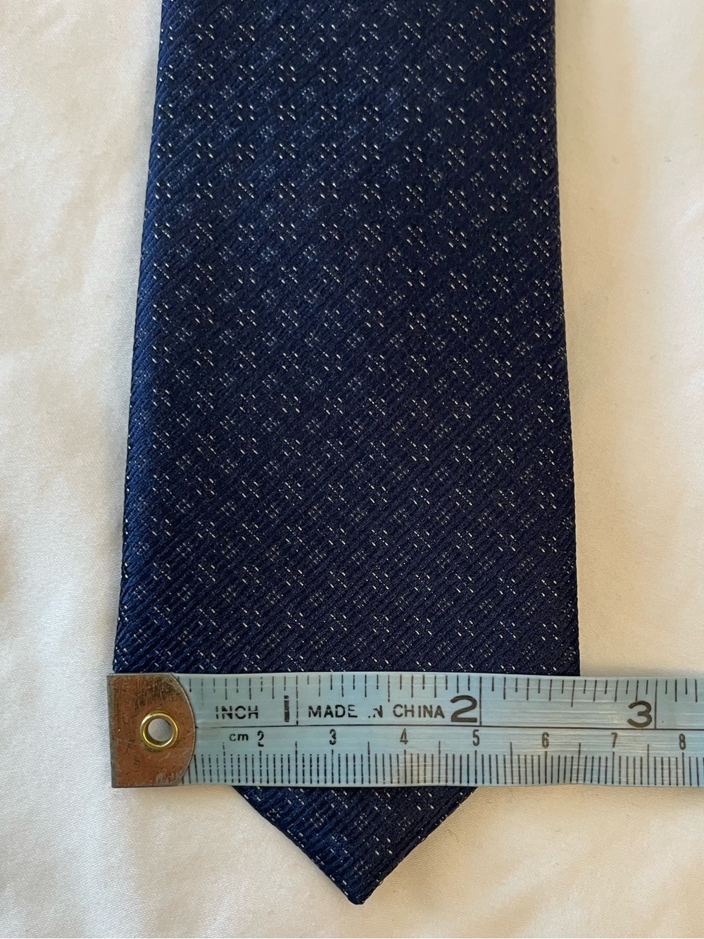 The Tie Bar Navy Textured Geometric Tie - Picture 6 of 7